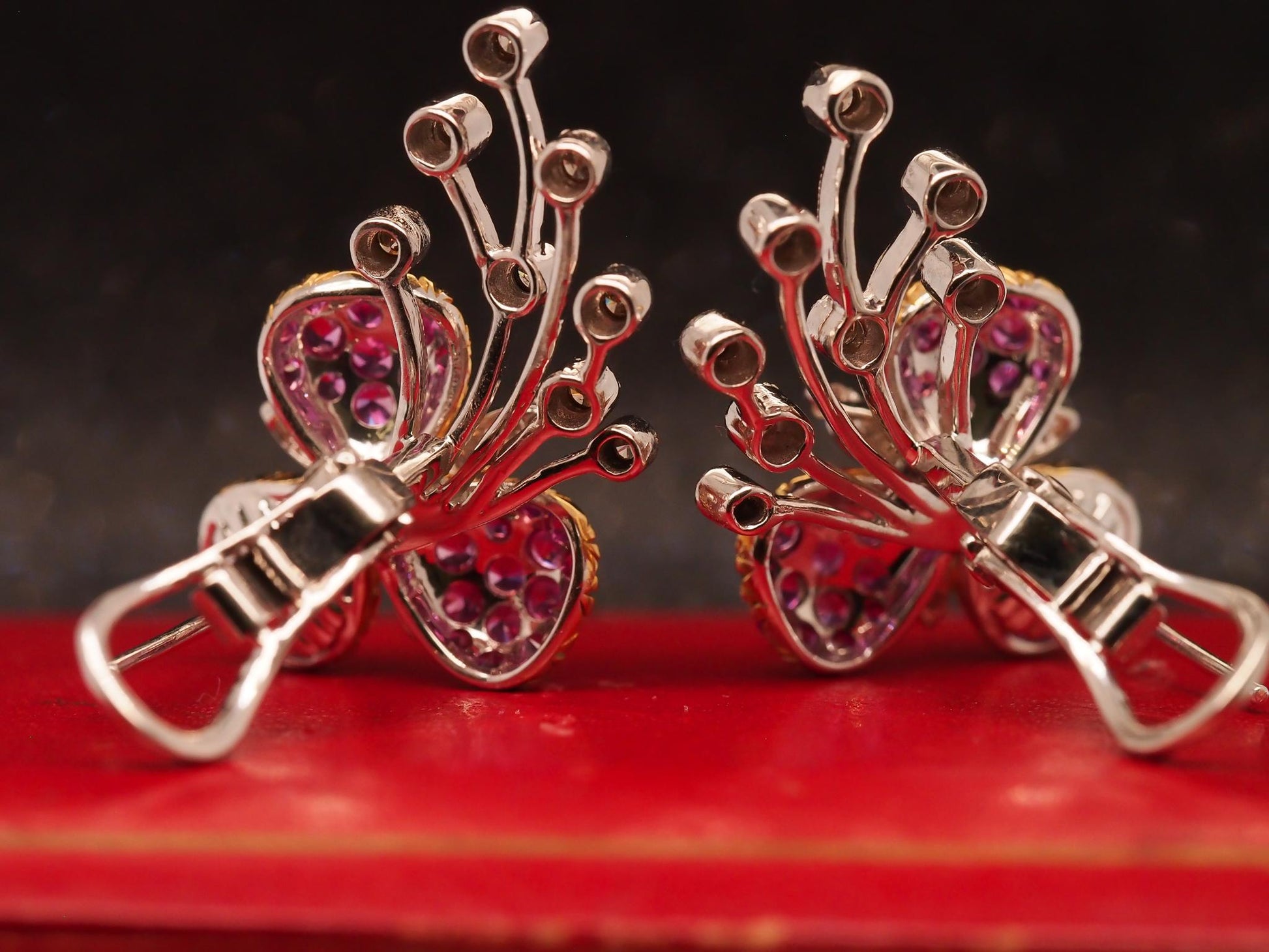 Estate 18K White Gold Sapphire and Diamond Earrings - VHK#404B