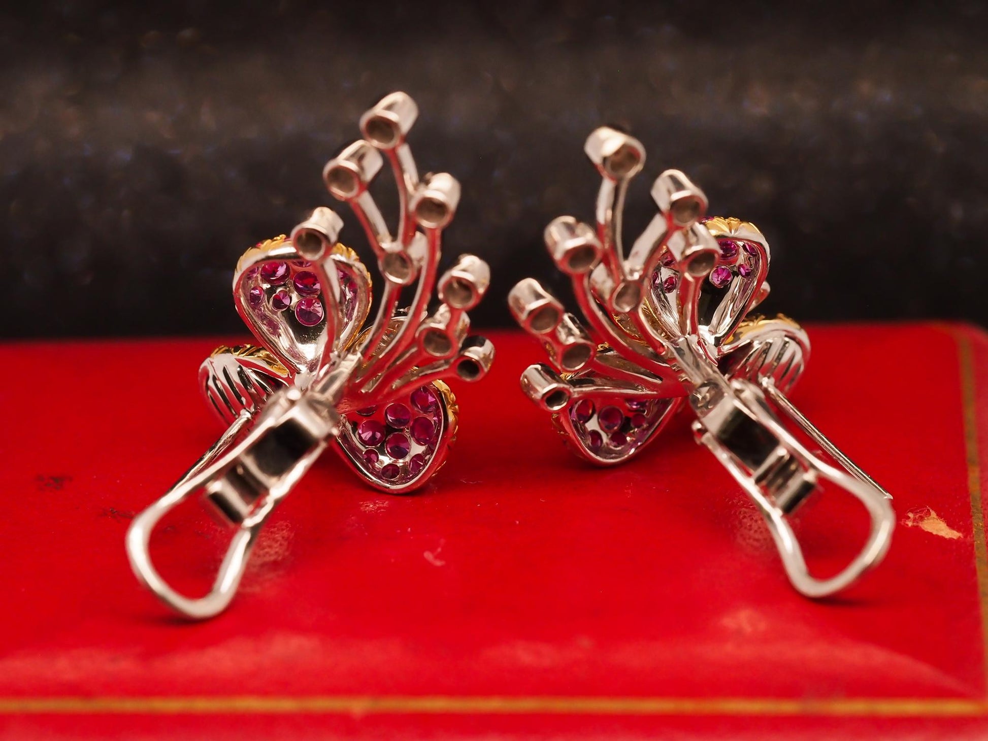 Estate 18K White Gold Sapphire and Diamond Earrings - VHK#404B