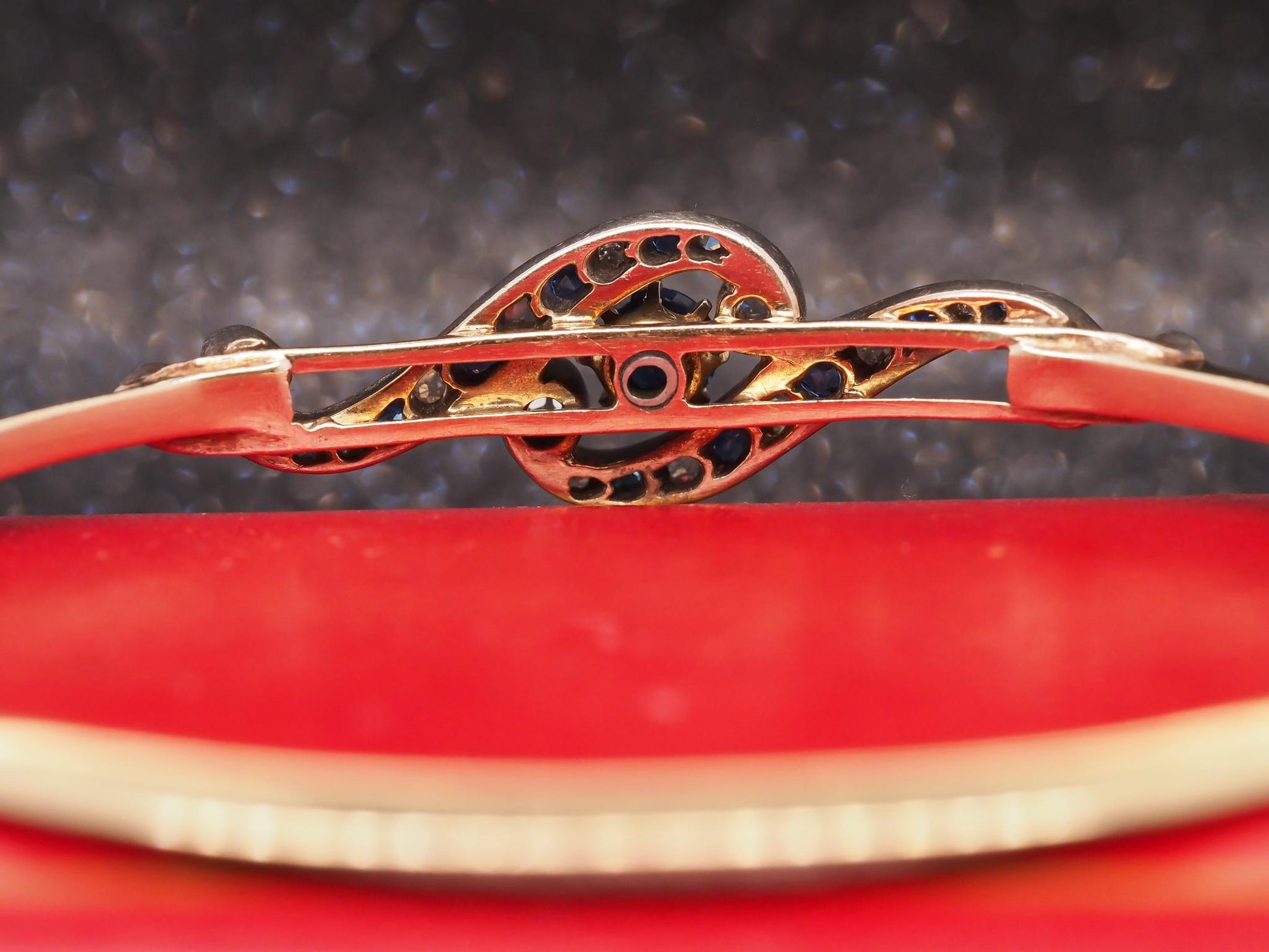 Title: Estate Edwardian 14K Yellow Gold Sapphire and Diamond Bangle - VHK#499B