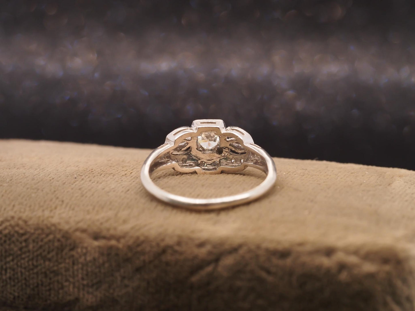 Estate Art Deco Platinum Old European Diamond Engagement Ring - VHK#662A