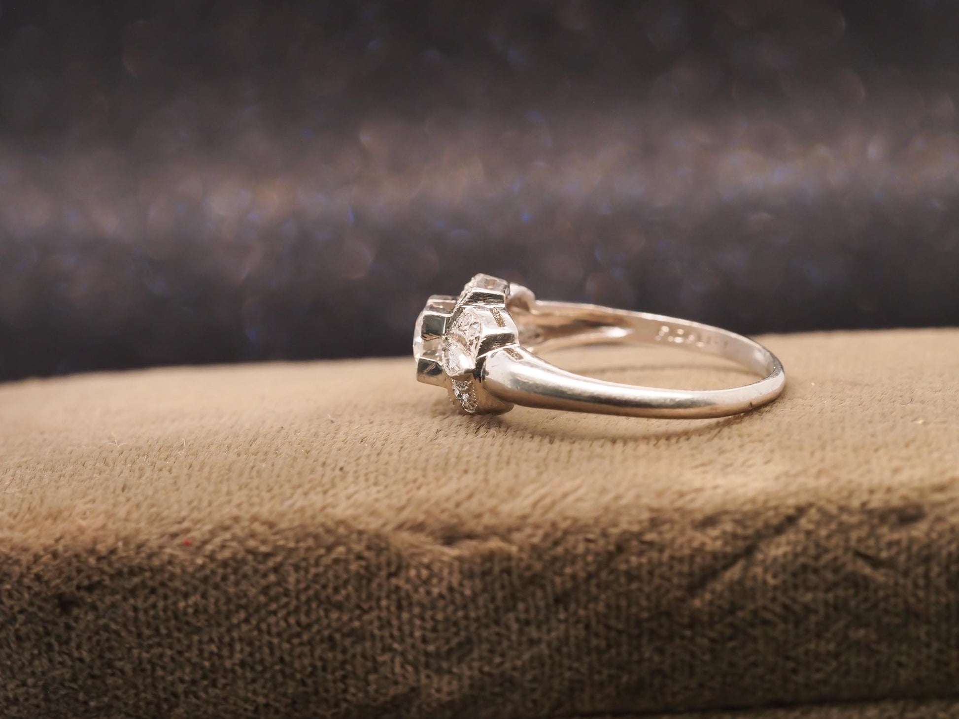 Estate Art Deco Platinum Old European Diamond Engagement Ring - VHK#662A