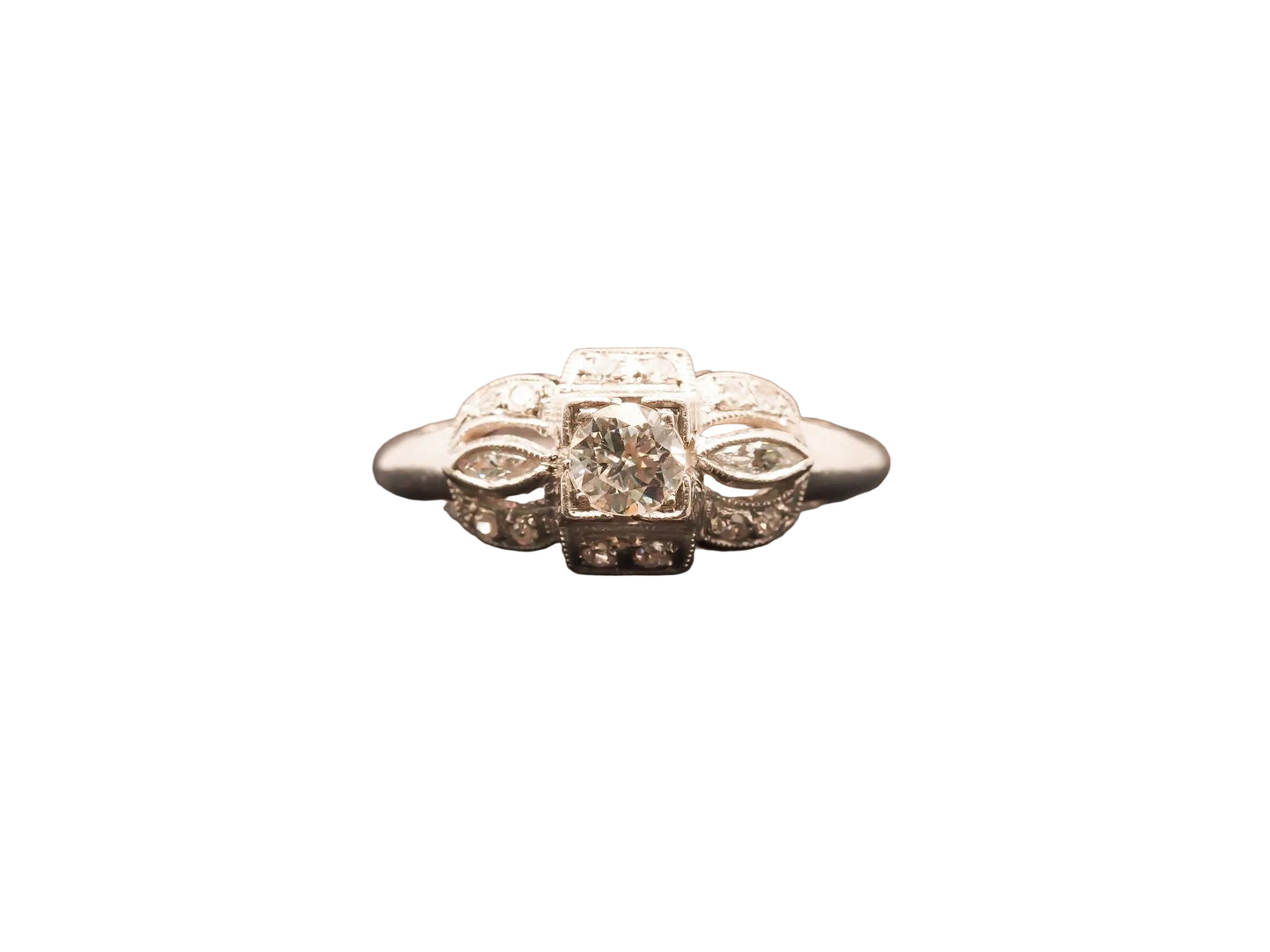 Estate Art Deco Platinum Old European Diamond Engagement Ring - VHK#662A