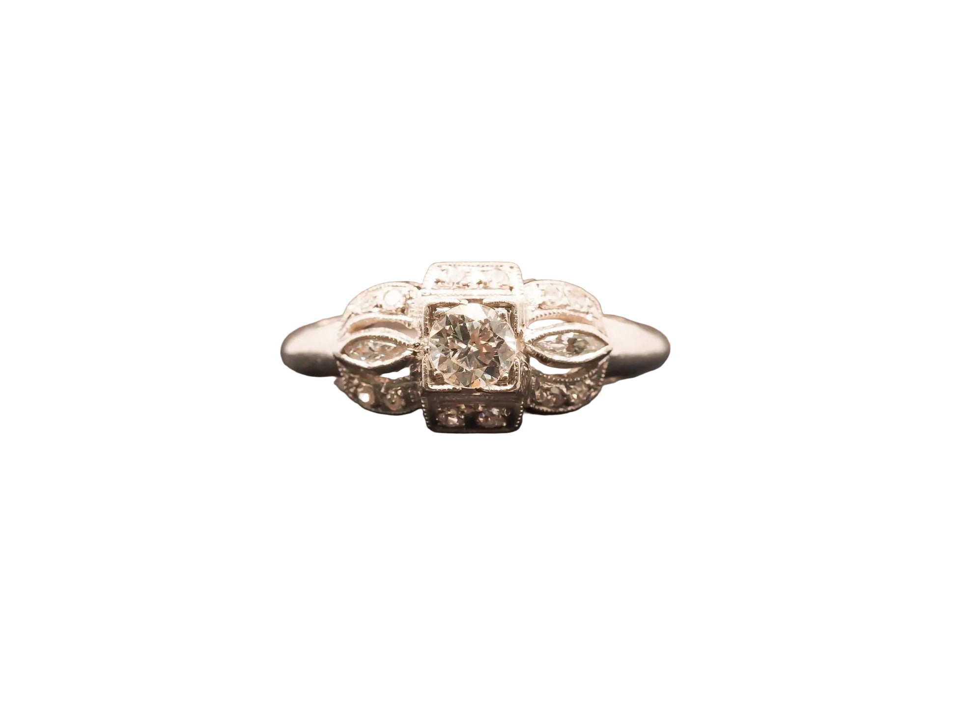 Estate Art Deco Platinum Old European Diamond Engagement Ring - VHK#662A