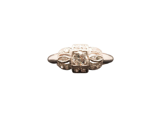Estate Art Deco Platinum Old European Diamond Engagement Ring - VHK#662A