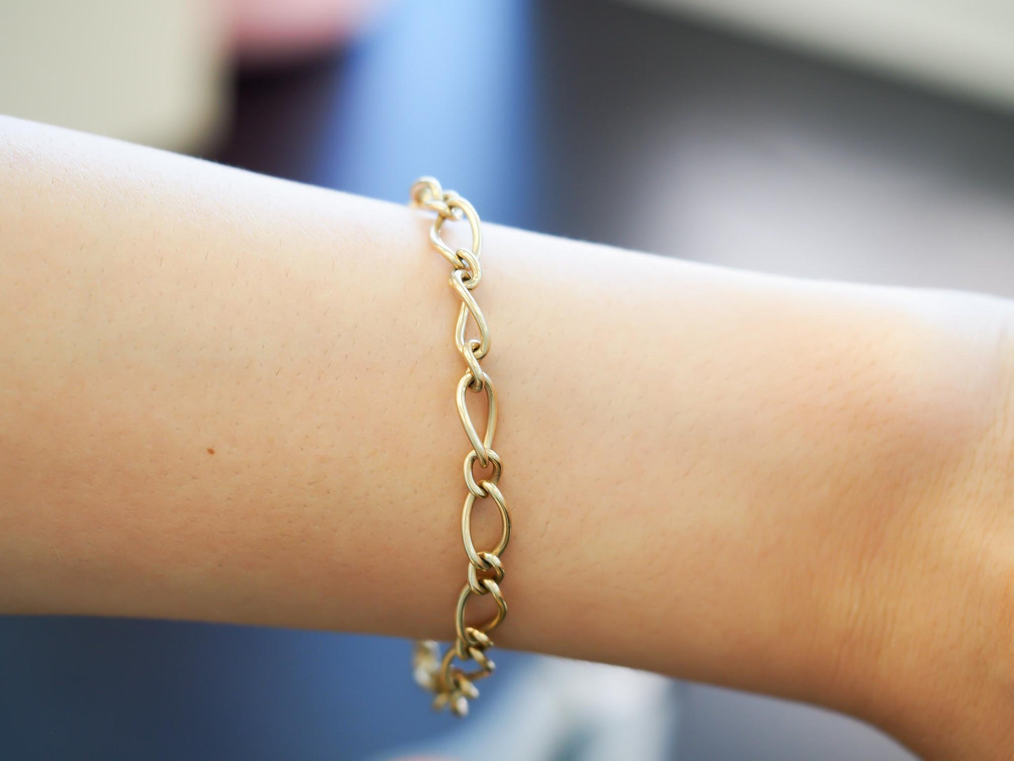 Estate 14K Yellow Gold Oval Link Bracelet - VHK#587b