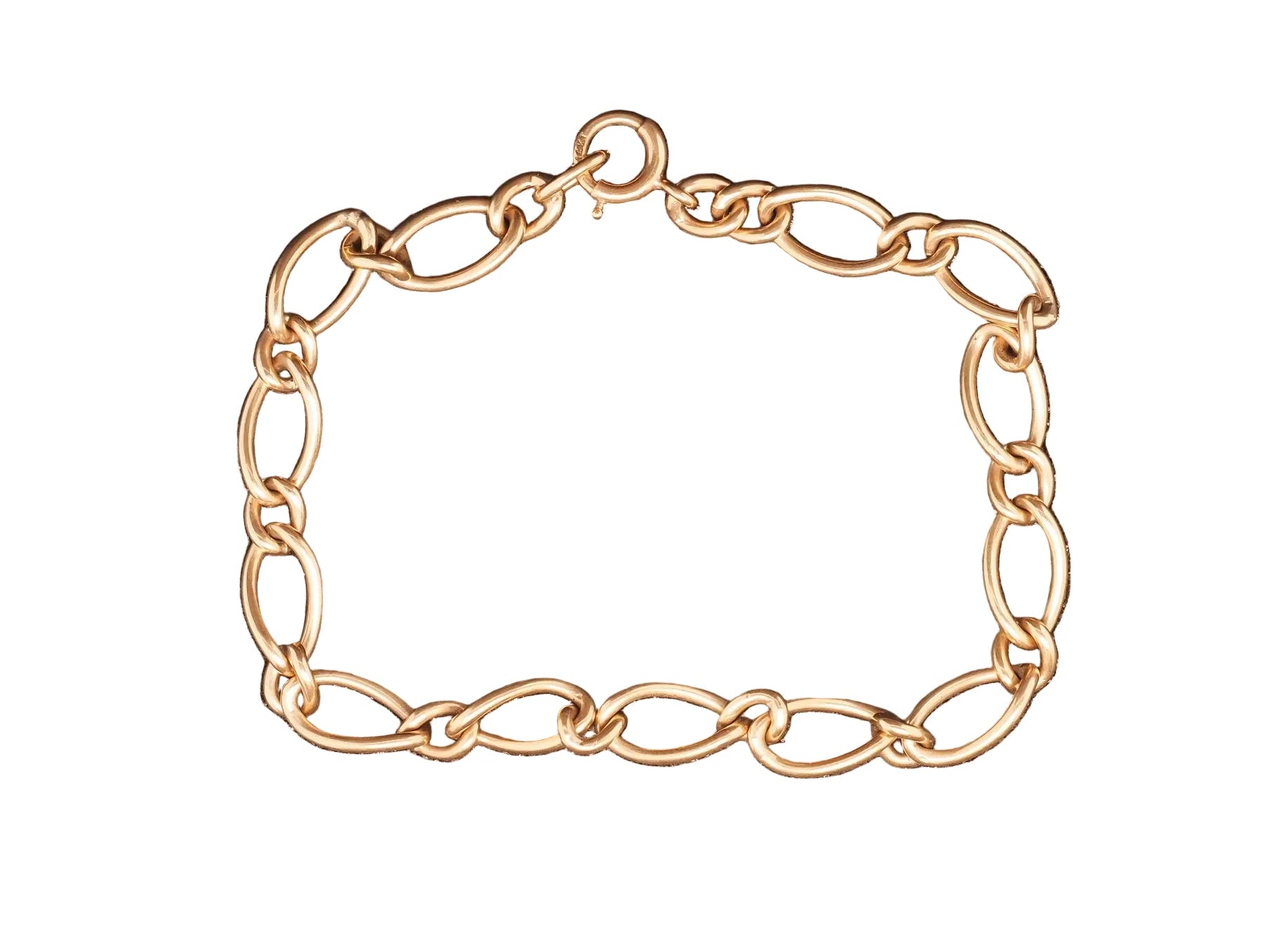 Estate 14K Yellow Gold Oval Link Bracelet - VHK#587b