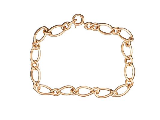 Estate 14K Yellow Gold Oval Link Bracelet - VHK#587b
