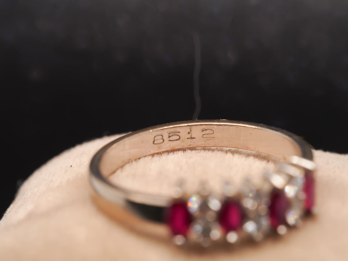 Estate 18K White Gold Ruby and Diamond Band Ring - VHK#757