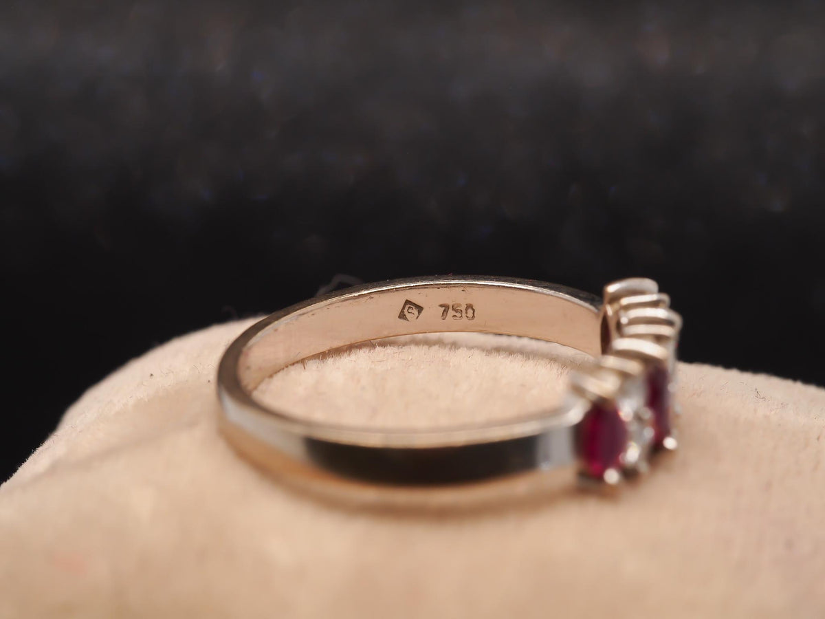 Estate 18K White Gold Ruby and Diamond Band Ring - VHK#757
