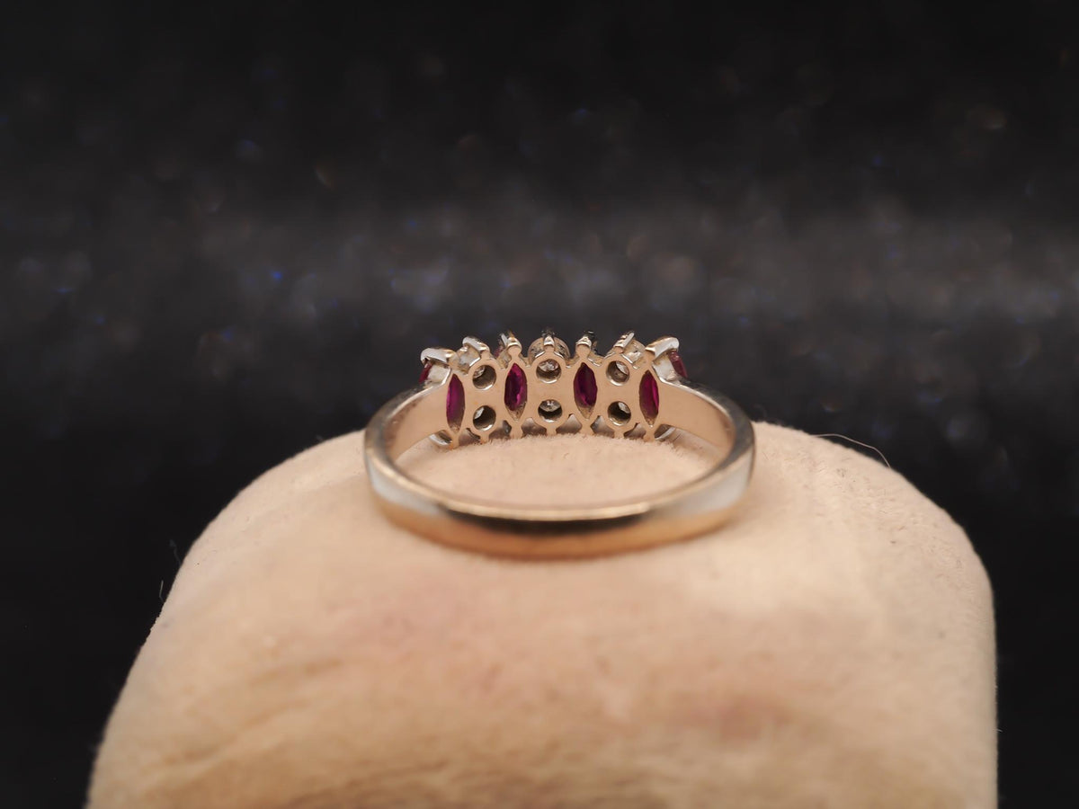 Estate 18K White Gold Ruby and Diamond Band Ring - VHK#757