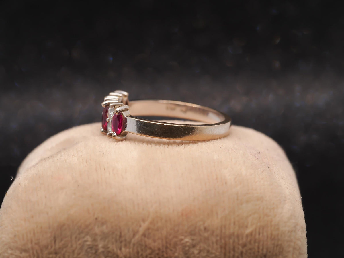 Estate 18K White Gold Ruby and Diamond Band Ring - VHK#757