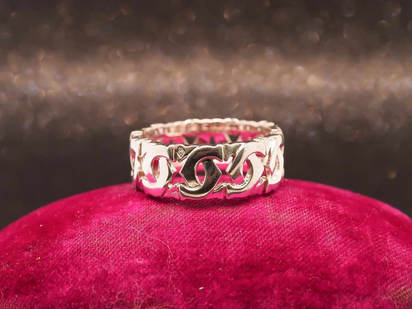 Estate Vintage Cartier Enterlaces 18K White Gold Band Ring - VHK#669B