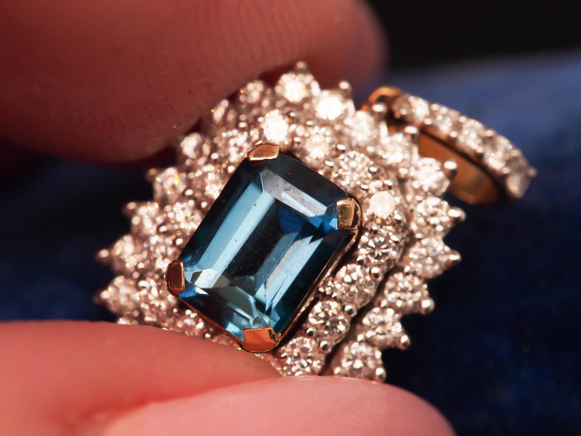 Estate Vintage 14K Yellow Gold Topaz and Diamond Pendant - VHK#806