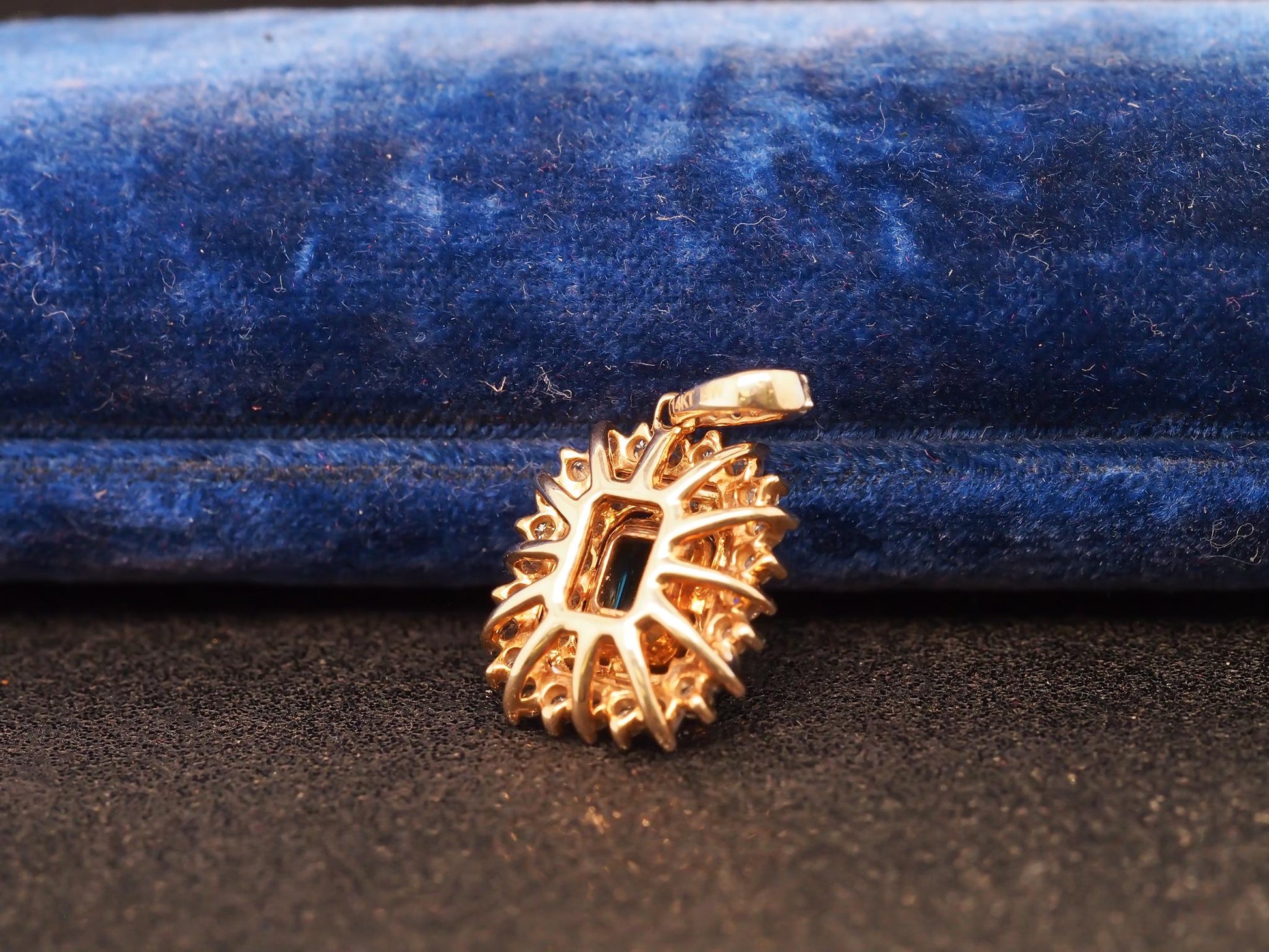 Estate Vintage 14K Yellow Gold Topaz and Diamond Pendant - VHK#806