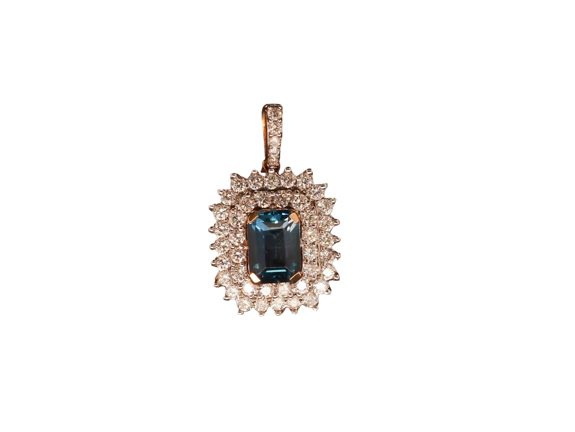 Estate Vintage 14K Yellow Gold Topaz and Diamond Pendant - VHK#806