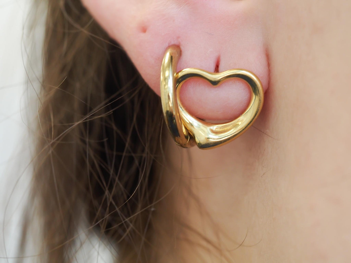 Estate 18K Tiffany & Co. Yellow Gold Heart Earrings - VHK#186B
