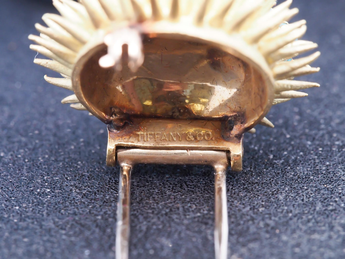Vintage Tiffany & Co. Sea Urchin Brooch with Turquoise and Diamond - VHK#821b
