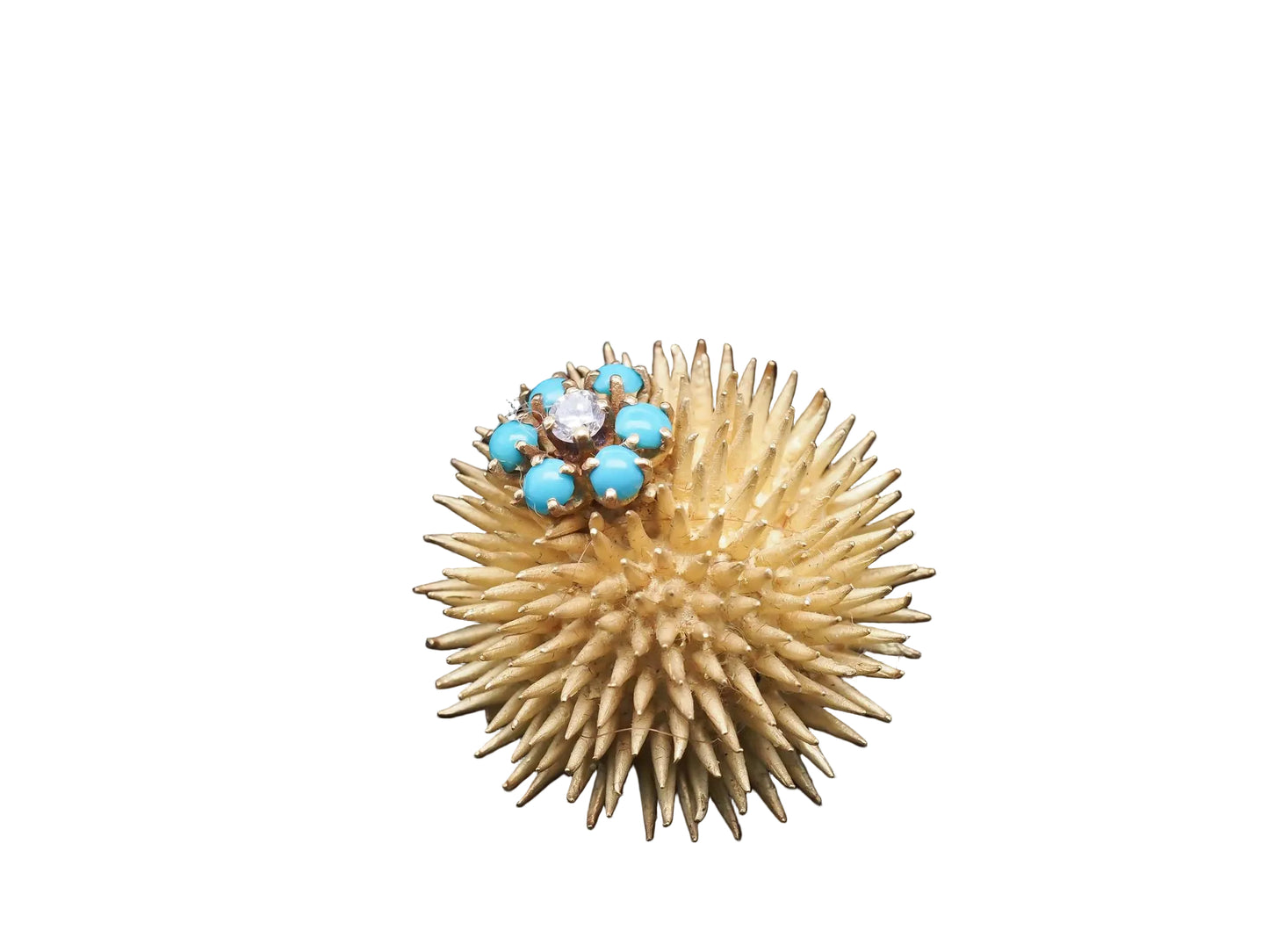 Vintage Tiffany & Co. Sea Urchin Brooch with Turquoise and Diamond - VHK#821b