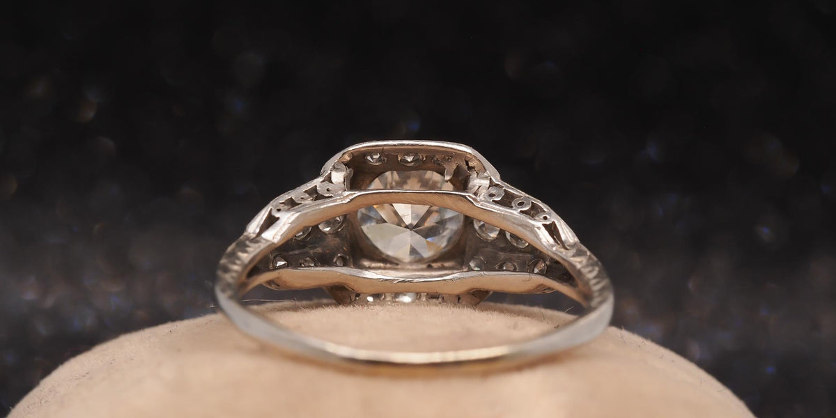 Estate Art Deco Platinum 1.05ct Old European Cut Diamond Engagement Ring - VHK#
