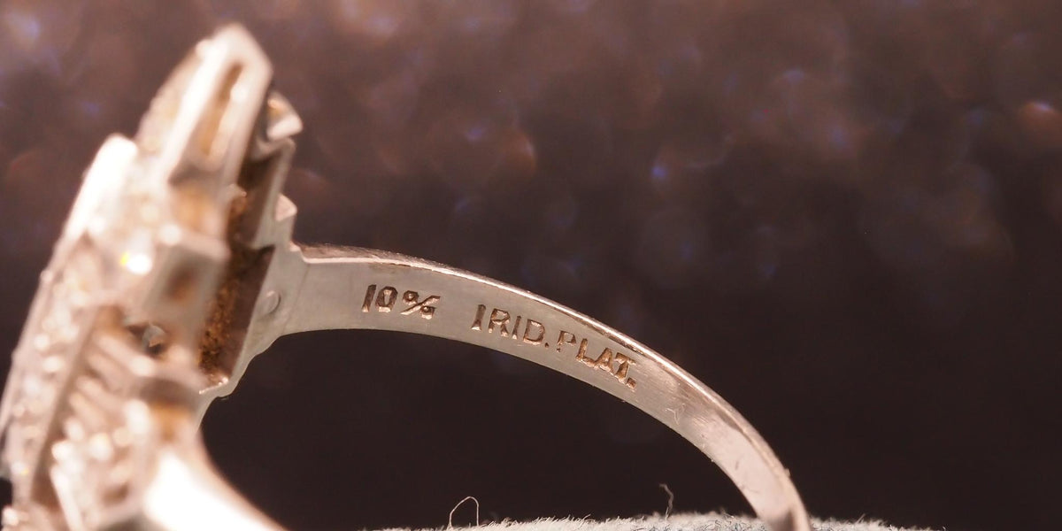 Estate Art Deco Platinum Diamond Shield Ring - VHK#1034