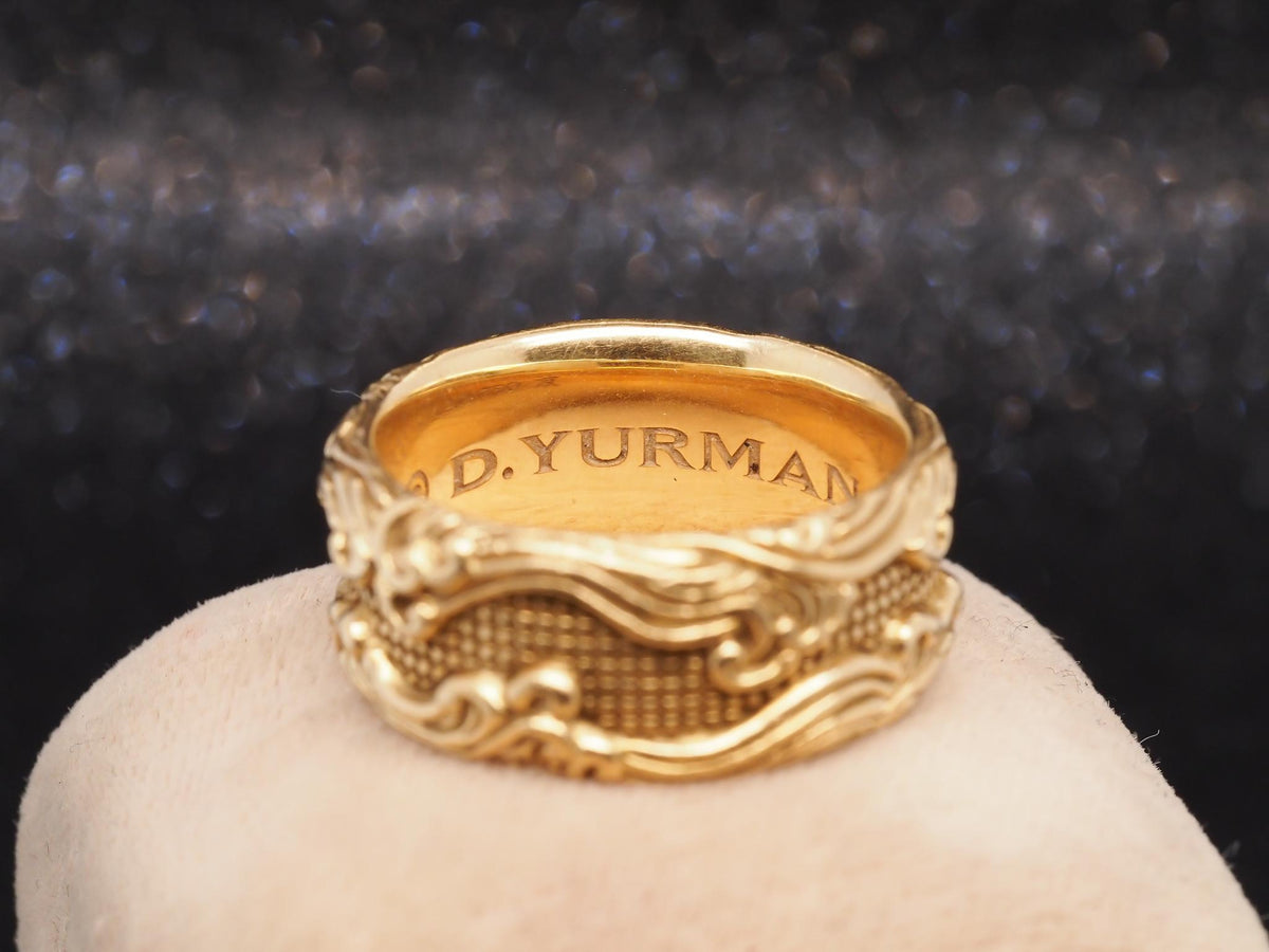Estate David Yurman 18K Yellow Gold WAVES Band Ring - VHK#1035