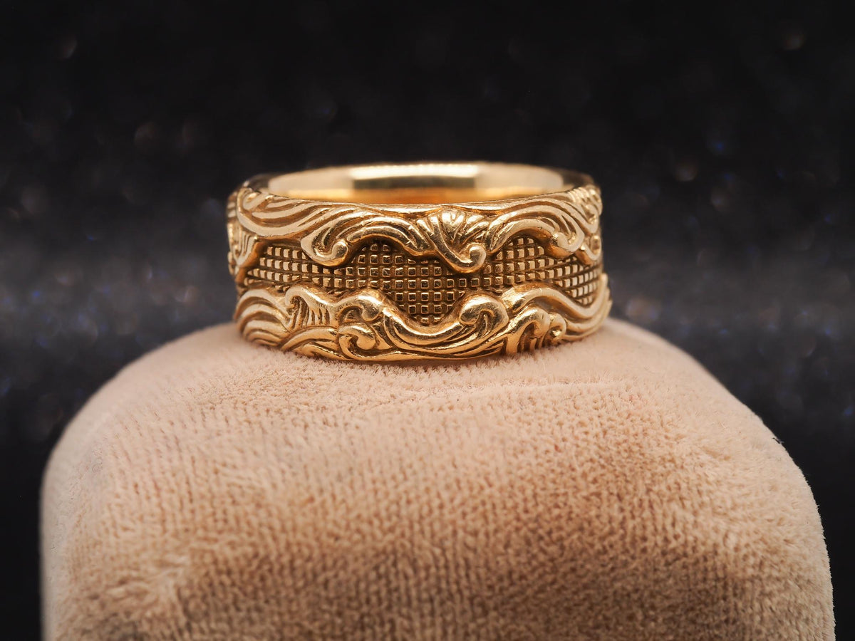 Estate David Yurman 18K Yellow Gold WAVES Band Ring - VHK#1035