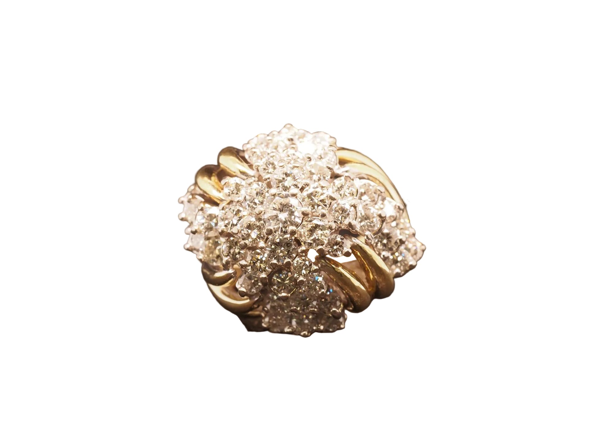 Estate 18K Yellow Gold Diamond Cluster Swirl Ring - VHK#1039