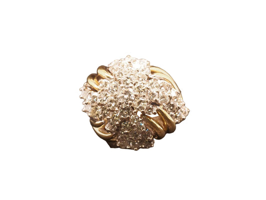 Estate 18K Yellow Gold Diamond Cluster Swirl Ring - VHK#1039