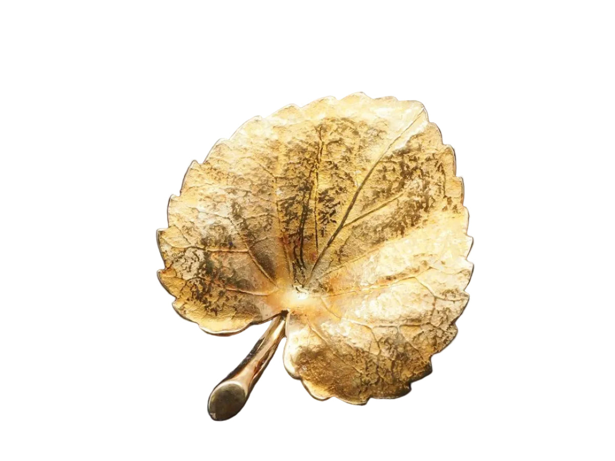 Estate Tiffany & Co. 18K Yellow Gold Leaf Brooch - VHK#833a