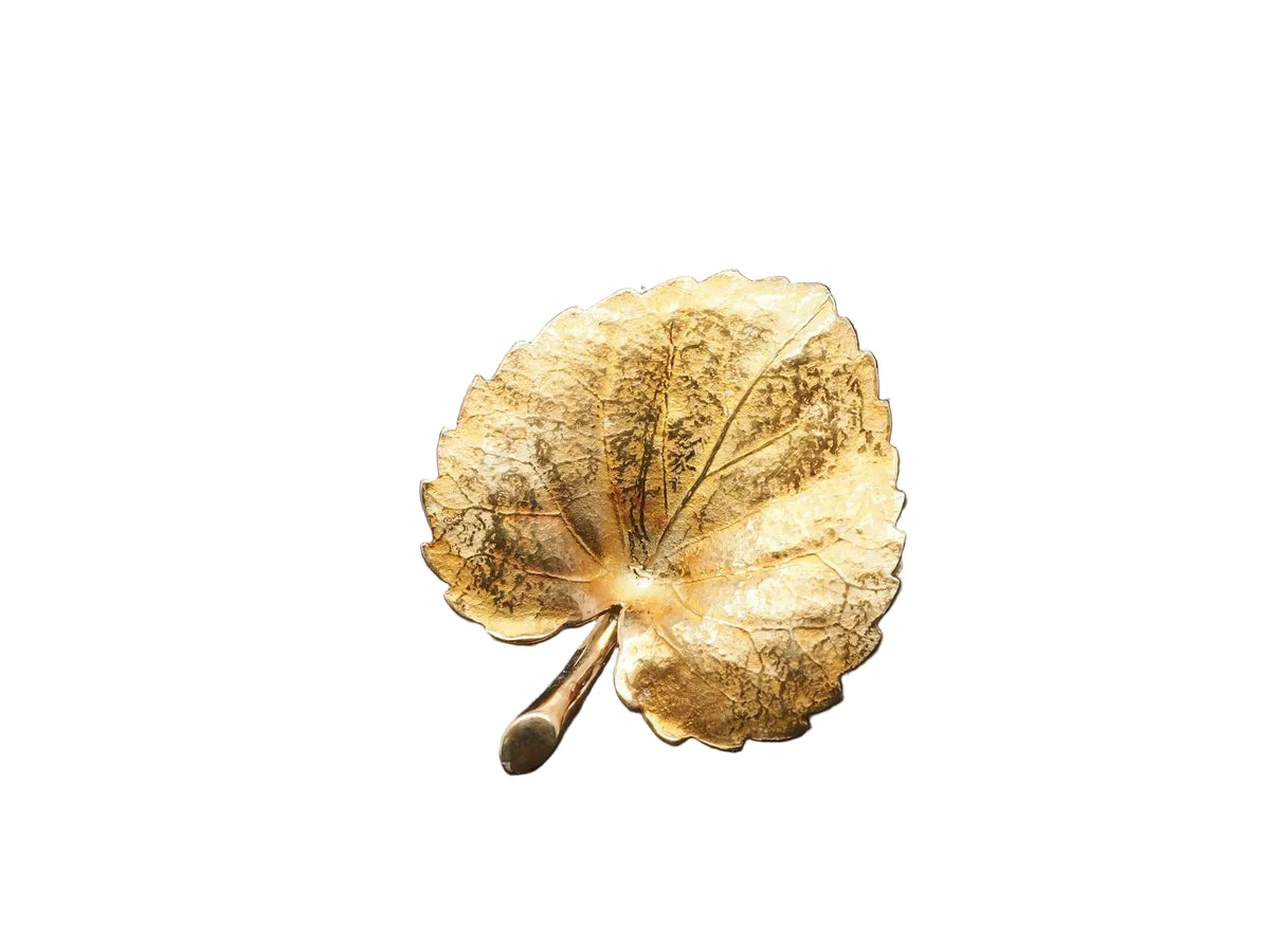 Estate Tiffany & Co. 18K Yellow Gold Leaf Brooch - VHK#833a