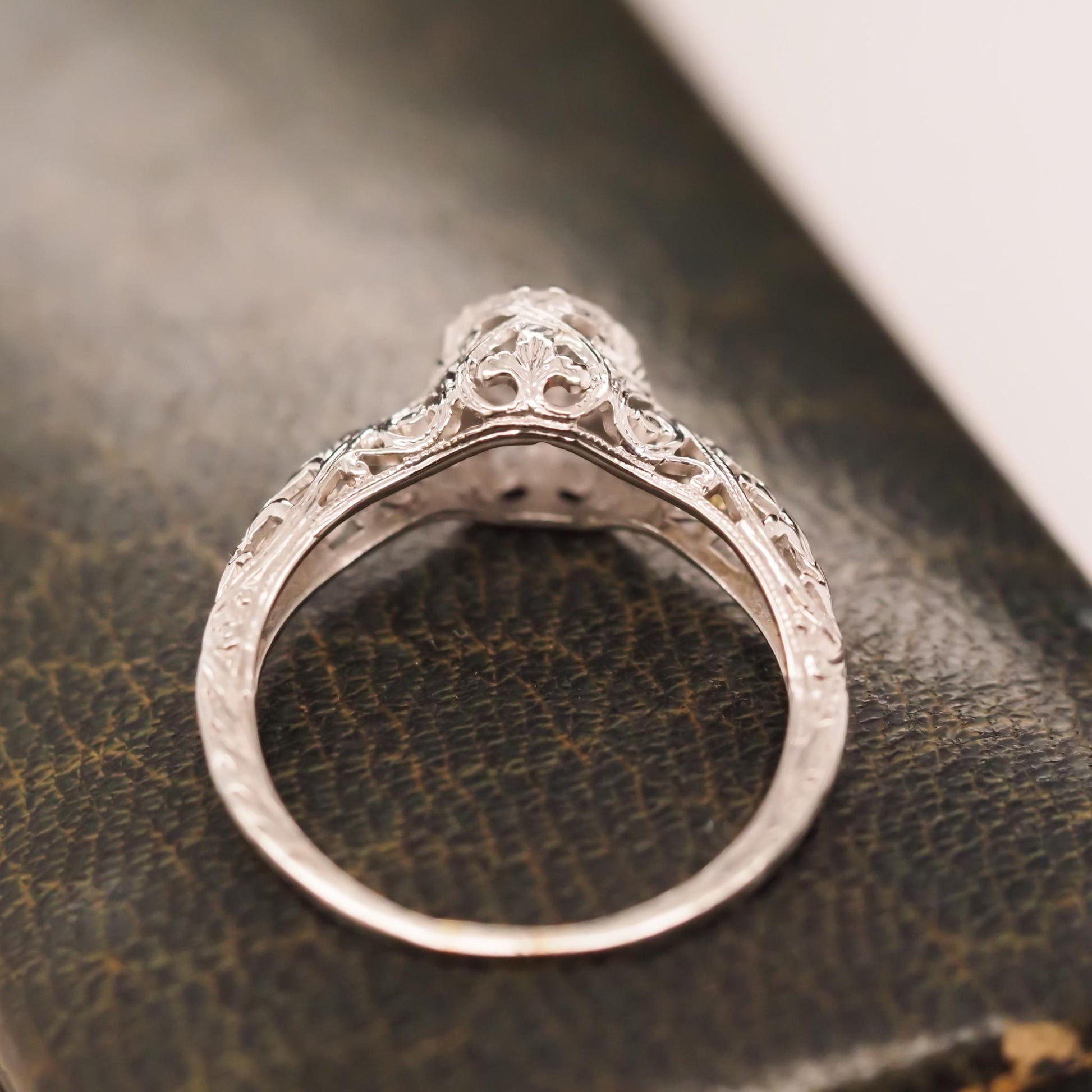 Circa 1940s Art Deco Filigree .53ct Round Brilliant Diamond Ring - VHK#667