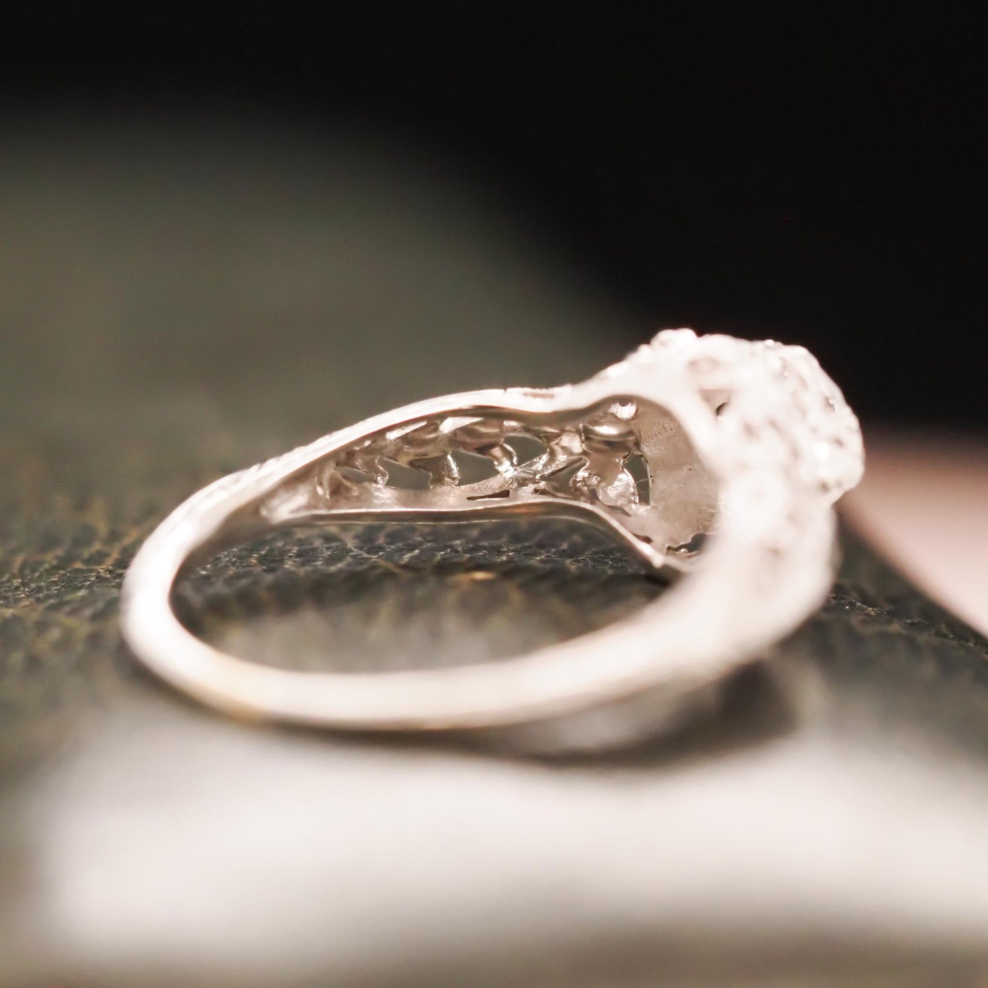 Circa 1940s Art Deco Filigree .53ct Round Brilliant Diamond Ring - VHK#667