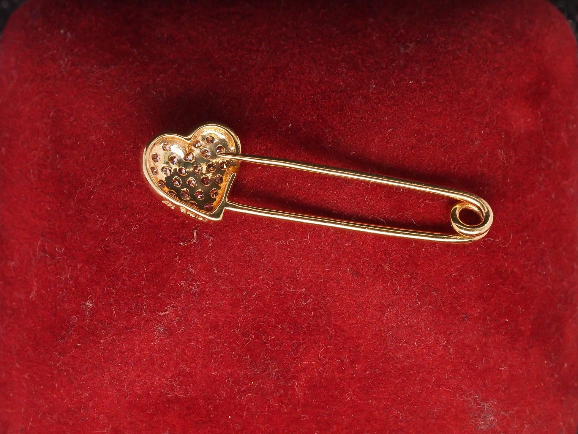 Estate 14K Yellow Gold Safety Pin Brooch with Diamonds - VHK#836a
