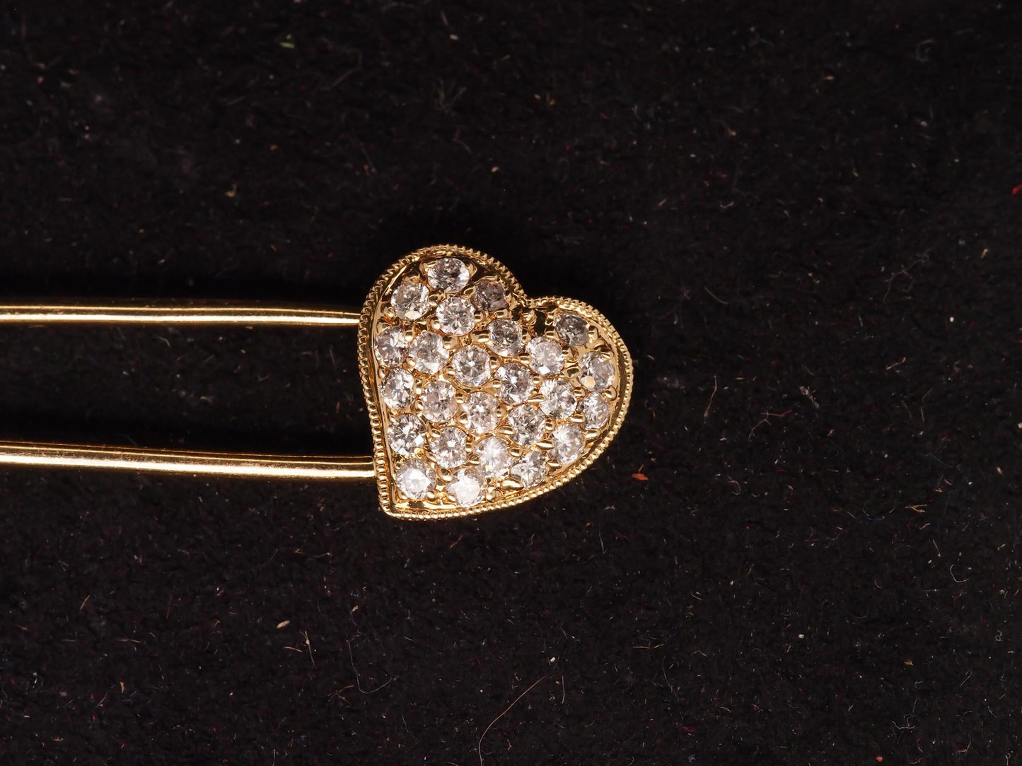 Estate 14K Yellow Gold Safety Pin Brooch with Diamonds - VHK#836a