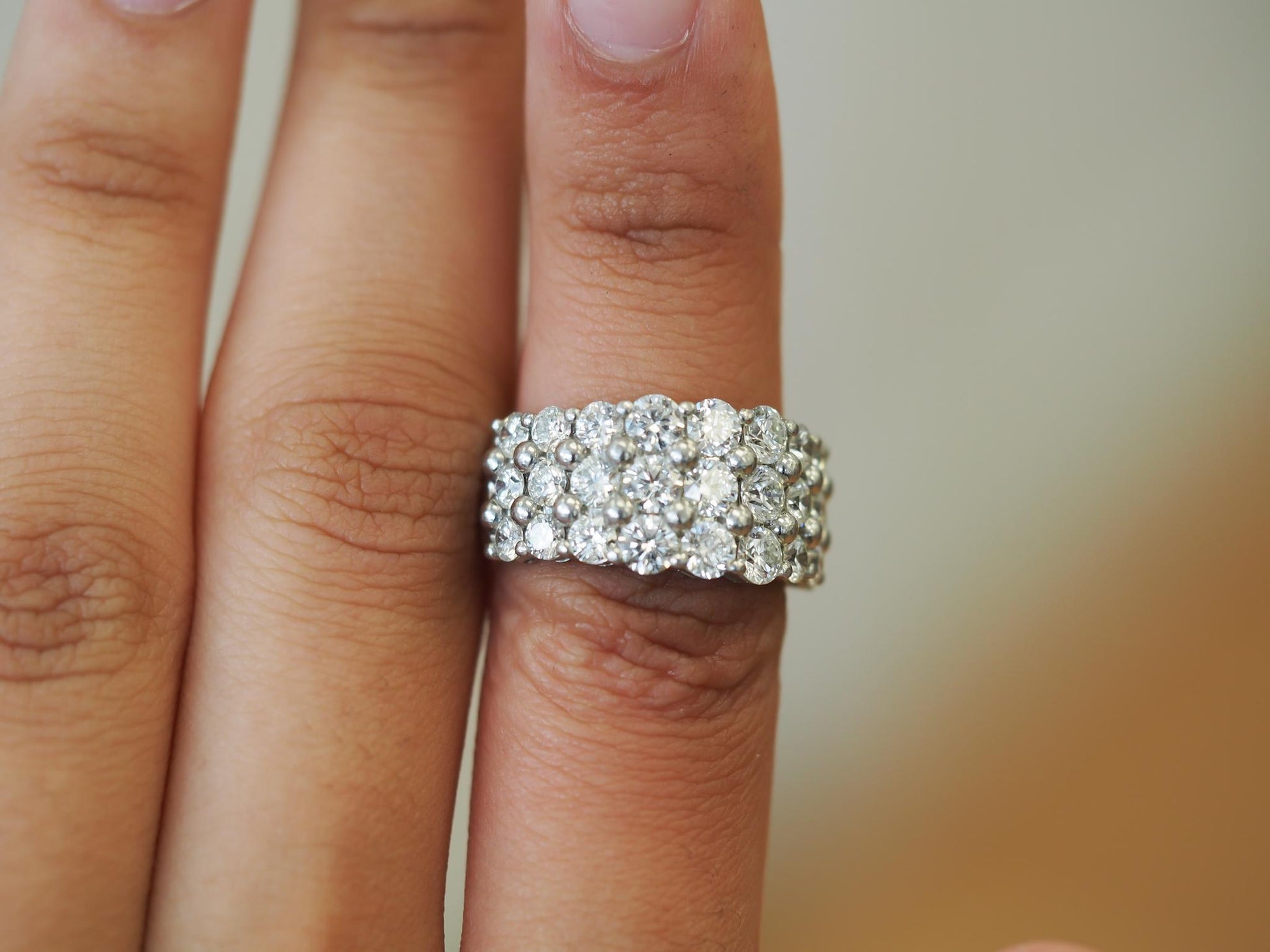 Estate Platinum 3 Row 3.00ct Diamond Wedding Band - VHK#147B