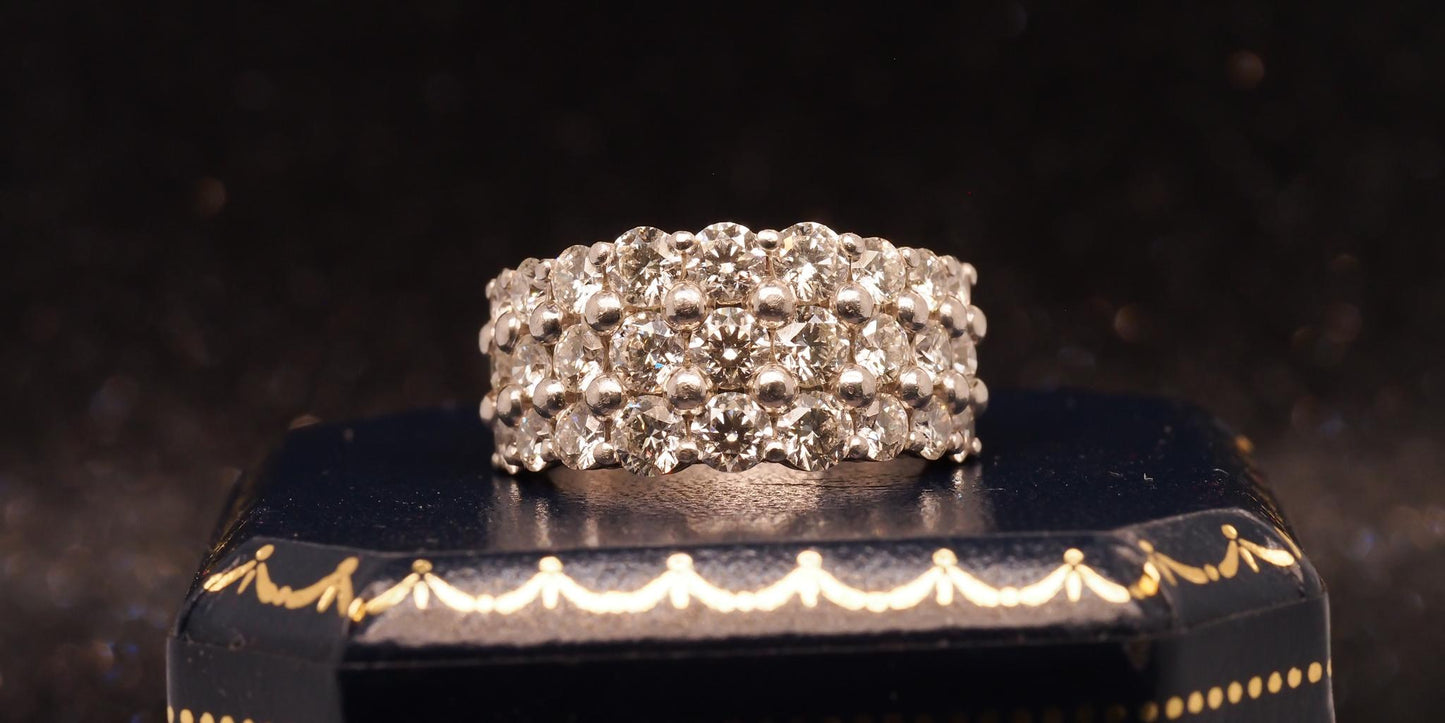 Estate Platinum 3 Row 3.00ct Diamond Wedding Band - VHK#147B
