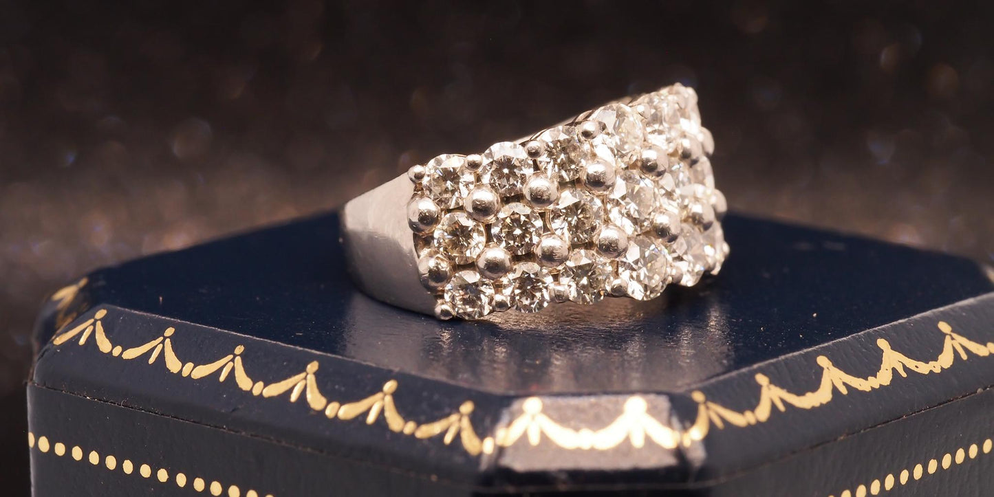 Estate Platinum 3 Row 3.00ct Diamond Wedding Band - VHK#147B