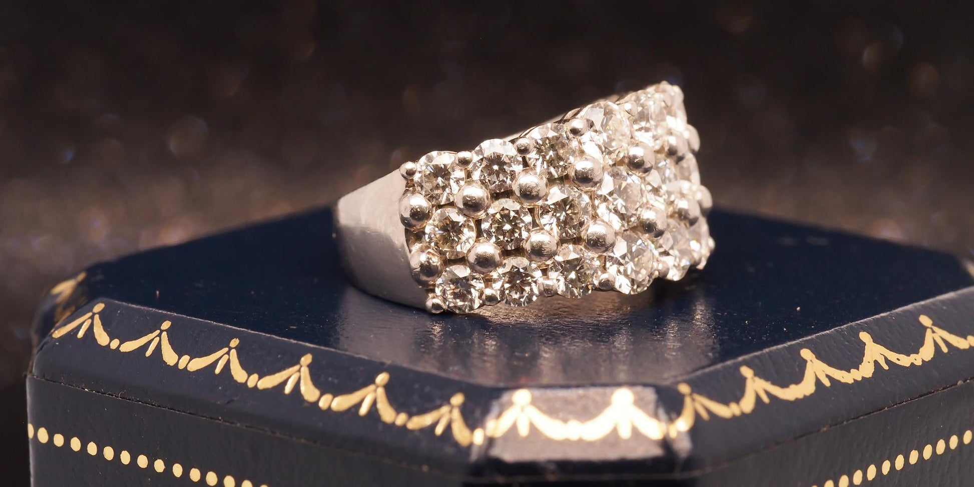 Estate Platinum 3 Row 3.00ct Diamond Wedding Band - VHK#147B