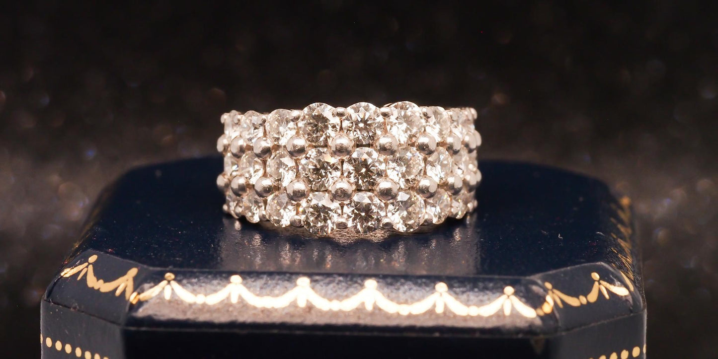 Estate Platinum 3 Row 3.00ct Diamond Wedding Band - VHK#147B