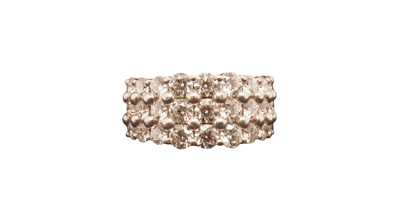 Estate Platinum 3 Row 3.00ct Diamond Wedding Band - VHK#147B