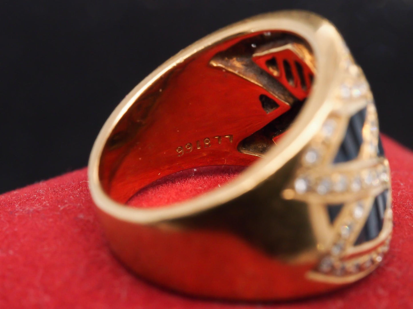 Estate Levian 18K Yellow Gold Sapphire & Diamond Crossover Ring - VHK#293a