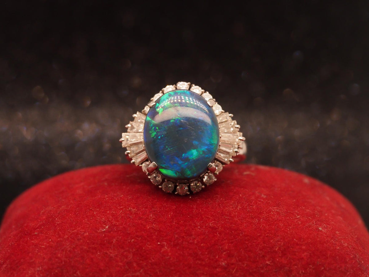 Estate Platinum 5.18ct Opal and Diamond Ring - VHK#839