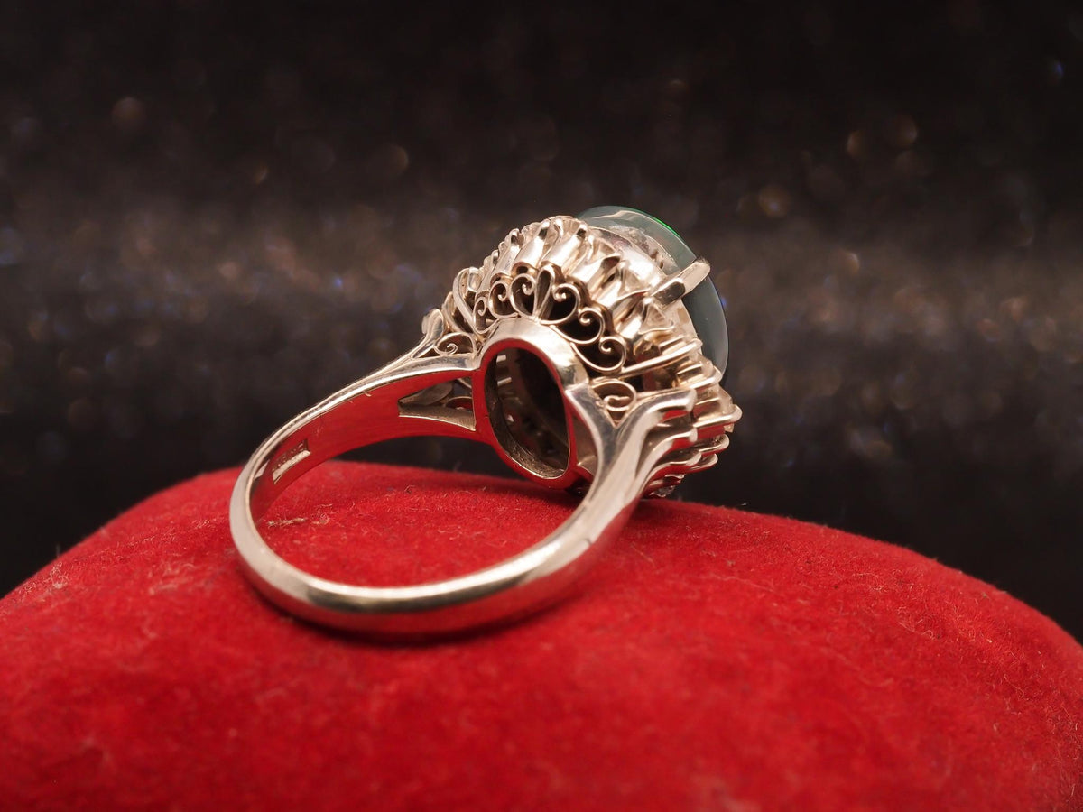 Estate Platinum 5.18ct Opal and Diamond Ring - VHK#839
