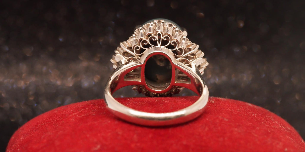 Estate Platinum 5.18ct Opal and Diamond Ring - VHK#839