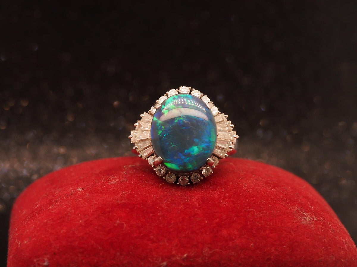 Estate Platinum 5.18ct Opal and Diamond Ring - VHK#839