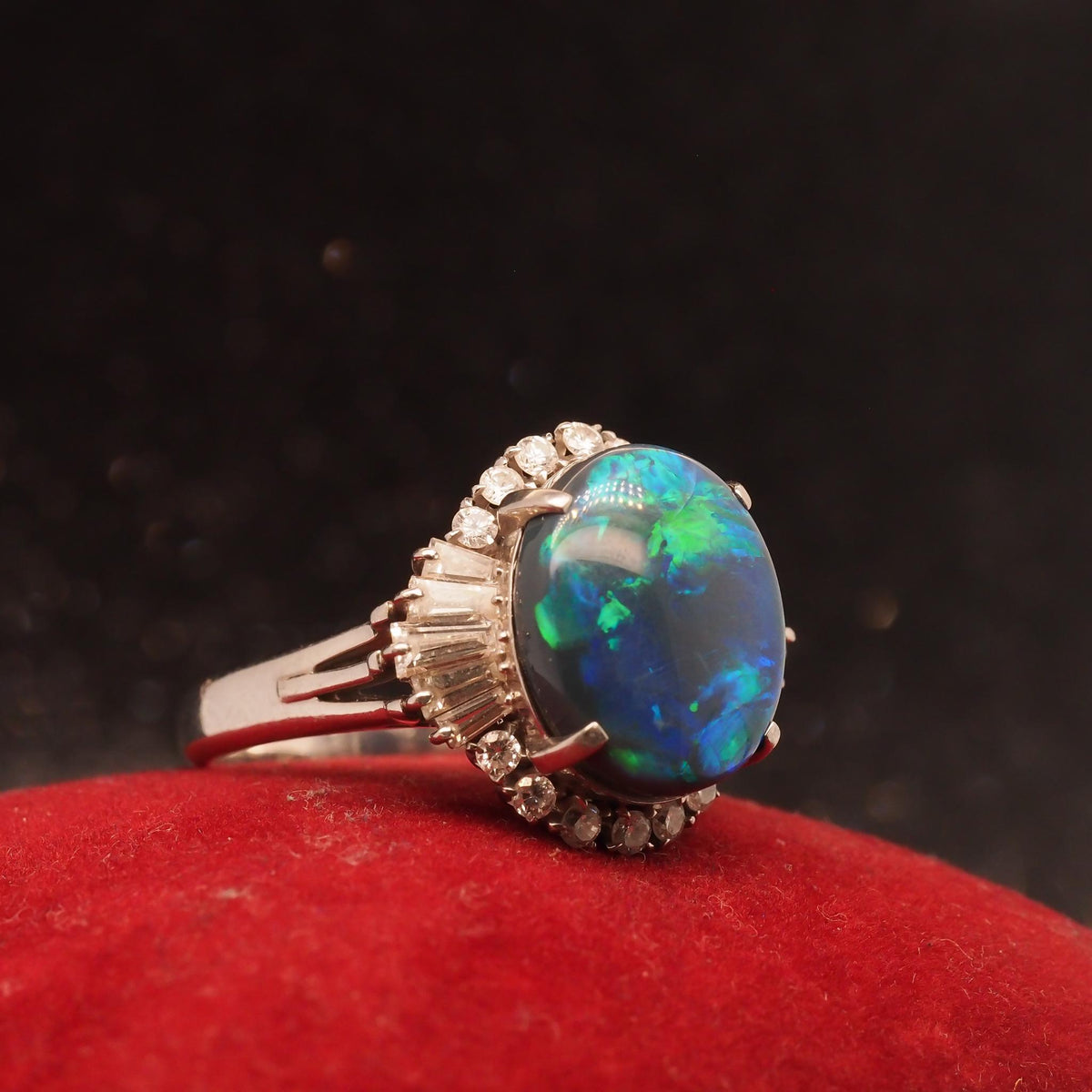 Estate Platinum 5.18ct Opal and Diamond Ring - VHK#839
