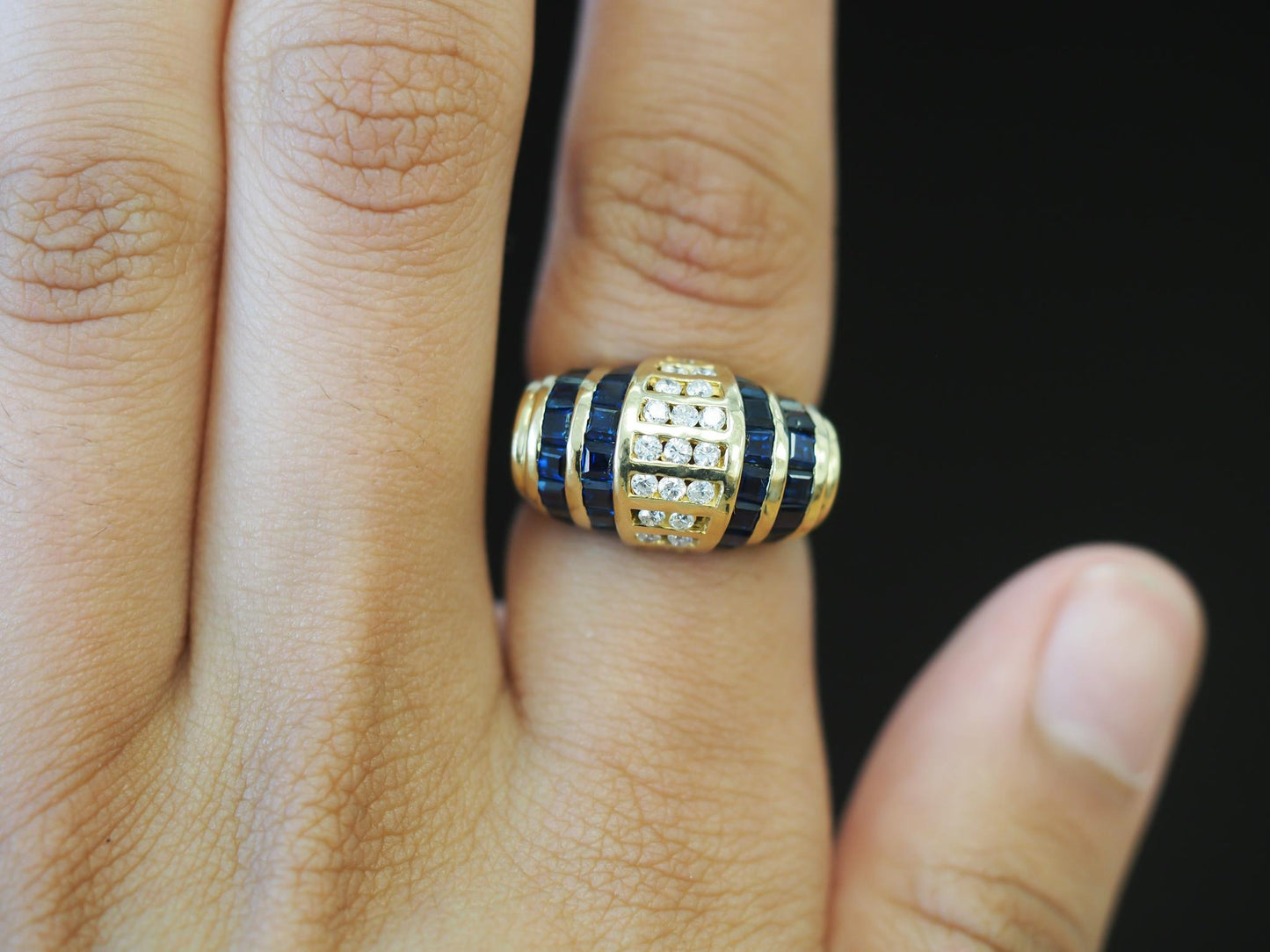 Estate 18K Yellow Gold Sapphire and Diamond Ring - VHK#1046