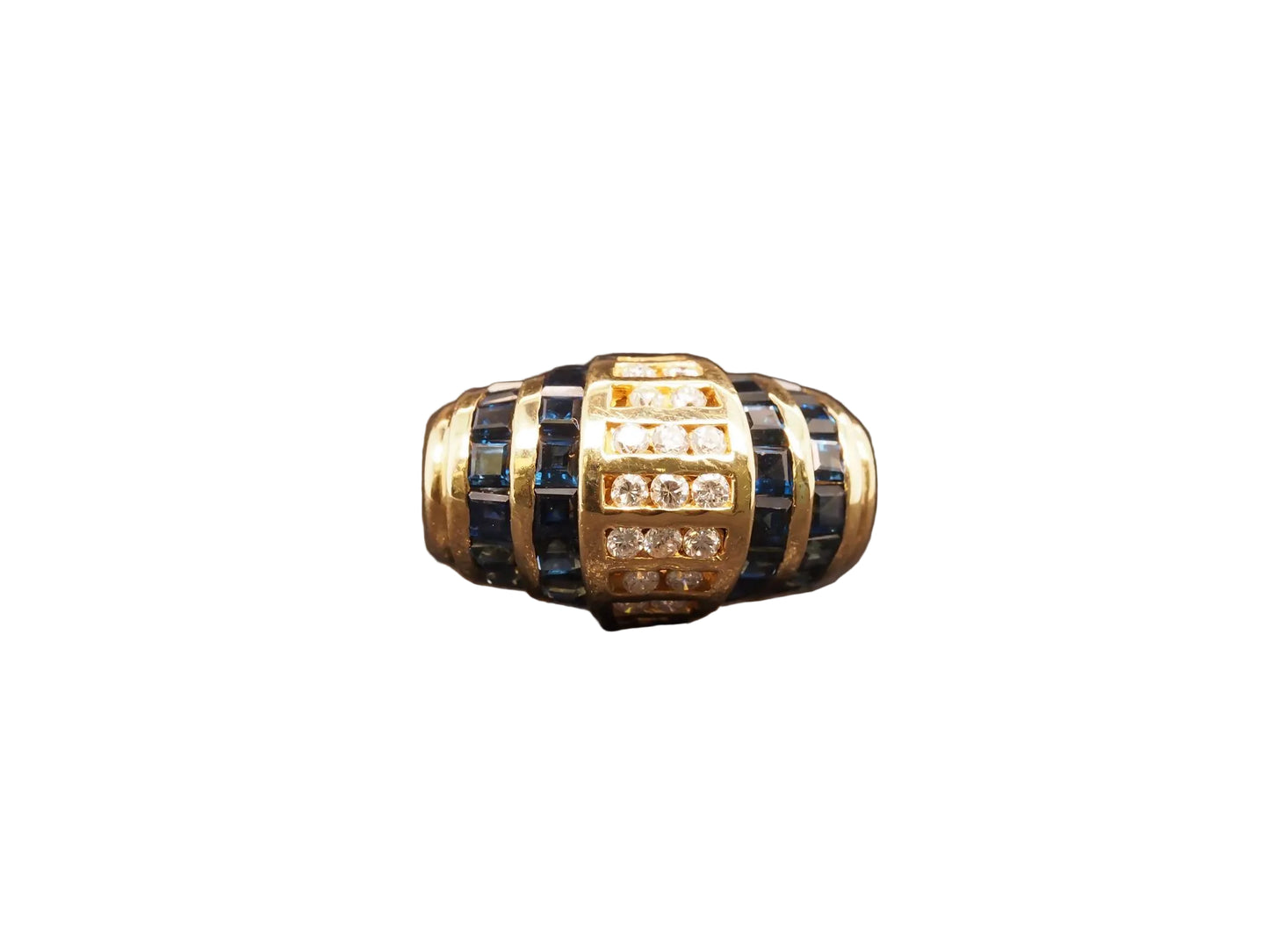 Estate 18K Yellow Gold Sapphire and Diamond Ring - VHK#1046