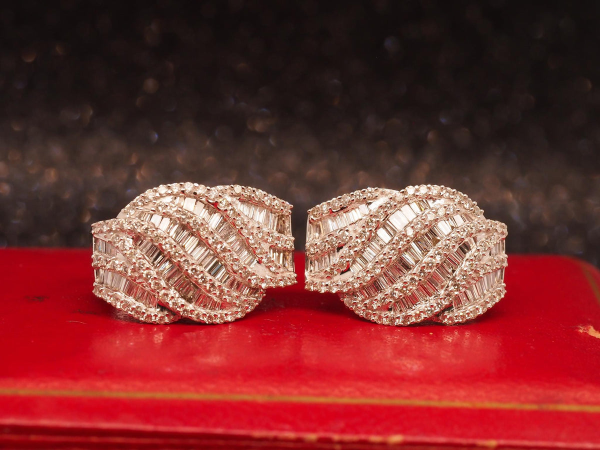 Estate Vintage 18K White Gold Diamond Earrings - VHK#1051