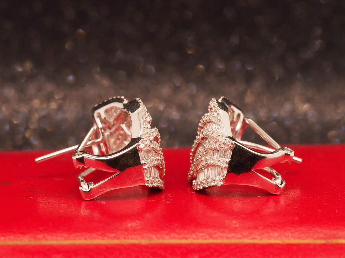 Estate Vintage 18K White Gold Diamond Earrings - VHK#1051